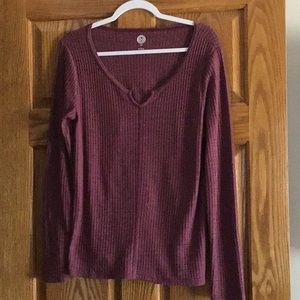 SO long sleeve waffle top